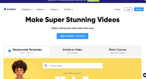 Invideo Free Video Editing Websites